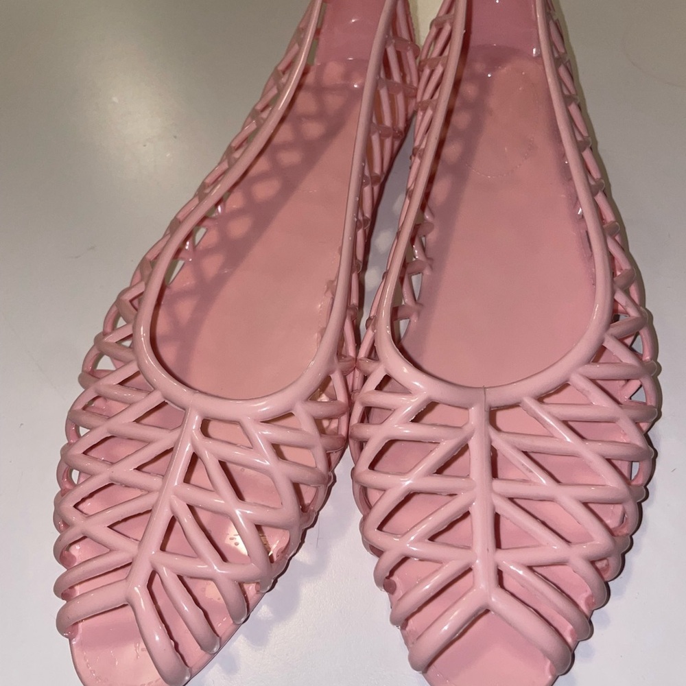 American Apparel Pink Lattice Jelly Flats